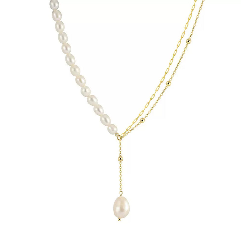 Asym Grace – Freshwater Pearl Lariat Necklace