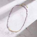 Lavender Shield Pearl Necklace Pendant Necklaces