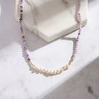 Lavender Shield Pearl Necklace Pendant Necklaces