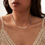 Lavender Shield Pearl Necklace Pendant Necklaces