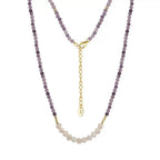 Lavender Shield Pearl Necklace Pendant Necklaces