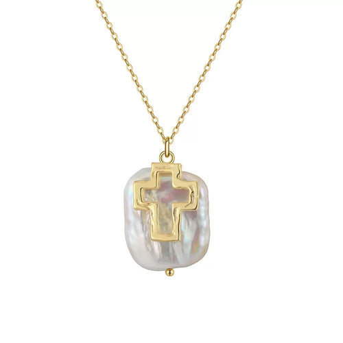 Faith Glow Cross Pearl Pendant Necklace product photo by Starlight