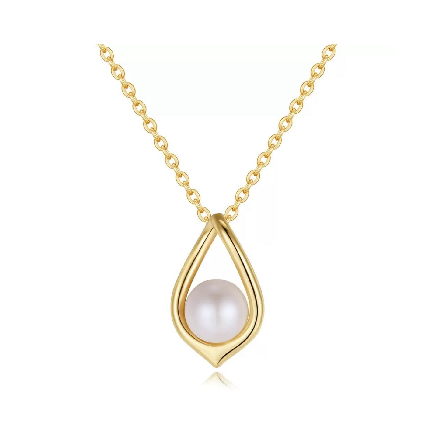 Golden Tear – Freshwater Pearl Drop Pendant Necklace