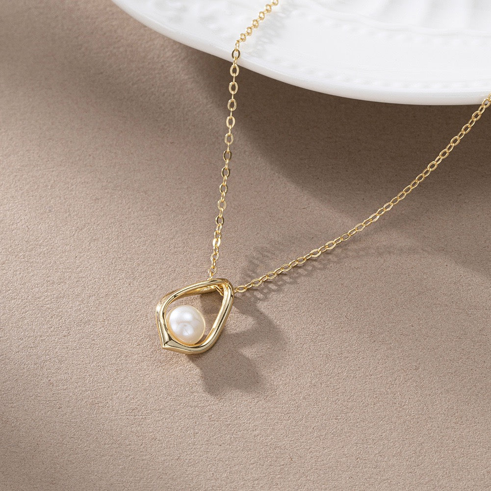 Golden Tear – Freshwater Pearl Drop Pendant Necklace
