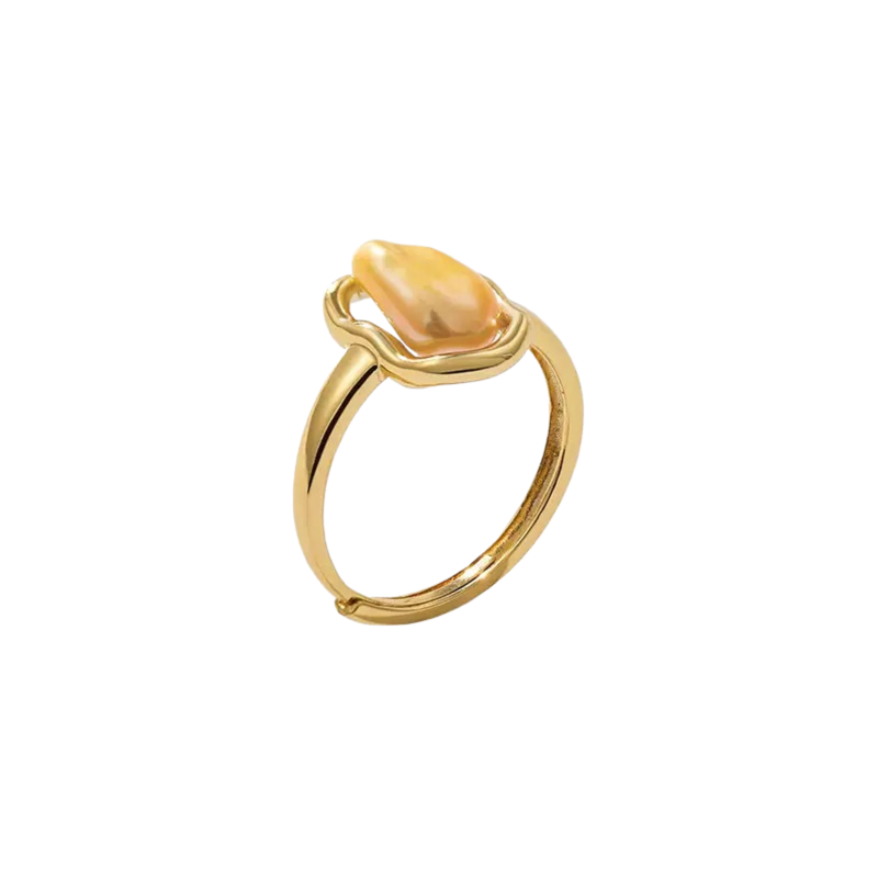 Golden Wave – Baroque Pearl Ring