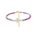 Celestial Cross – Freshwater Pearl & Lepidolite Vermeil Bracelet | Energy Stone Series