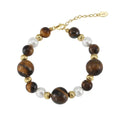 Trinity Shield – Tiger Eye, Obsidian & Shell Pearl Vermeil Bracelet | Energy Stone Series