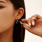 Noir Orbit Hoop Earrings detail view