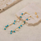 Blue Cascade Pearl Earrings Dangle & Drop Earrings