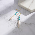 Blue Bead Baroque Pearl Earrings Dangle & Drop Earrings