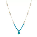 Tranquil Drop – Freshwater Pearl & Turquoise Pendant Necklace | Energy Stone Series