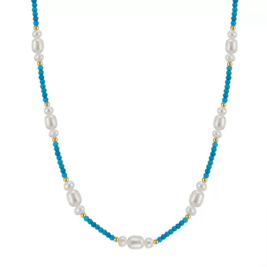 Ocean Spirit – Freshwater Pearl & Turquoise Necklace| Energy Stone Series