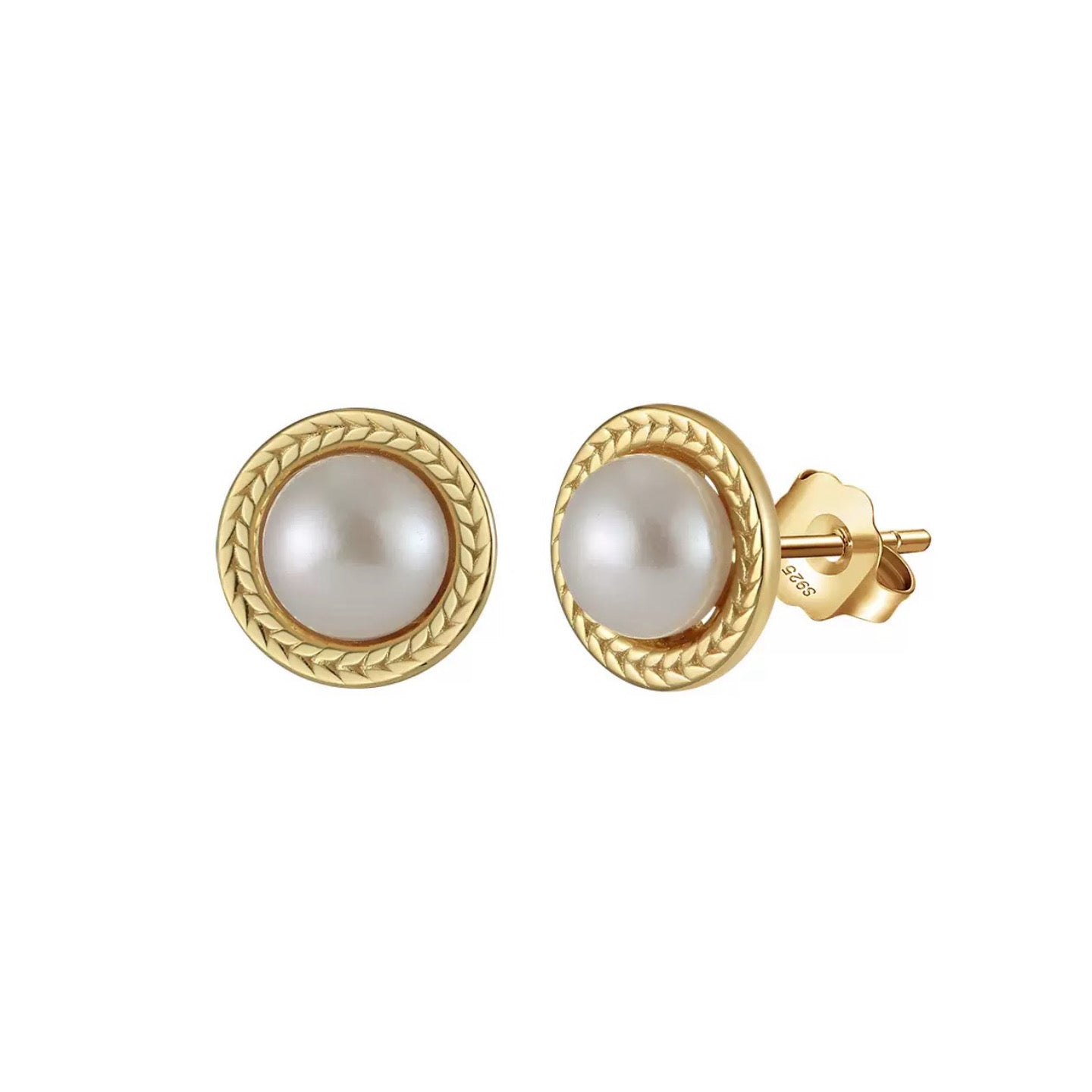 Vintage Halo – Freshwater Pearl & Vermeil Stud Earrings