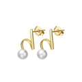 Fluid Line – Freshwater Pearl & Vermeil Arc Stud Earrings