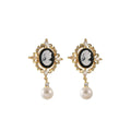 Regency Grace – Cameo & Pearl Drop Earrings