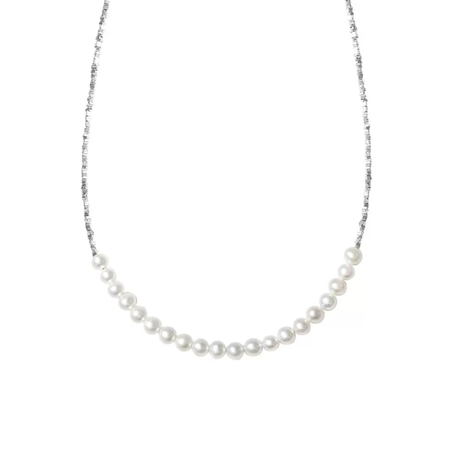Starlight Cascade – Sterling Silver & Freshwater Pearl Necklace