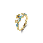 Ocean Blue Pearl Adjustable Ring, Summer Beach Ring, Coastal Vacation Jewelry, Statement Pearl Ring