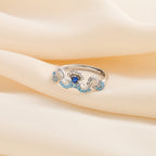 Ocean Blue Pearl Adjustable Ring, Summer Beach Ring, Coastal Vacation Jewelry, Statement Pearl Ring