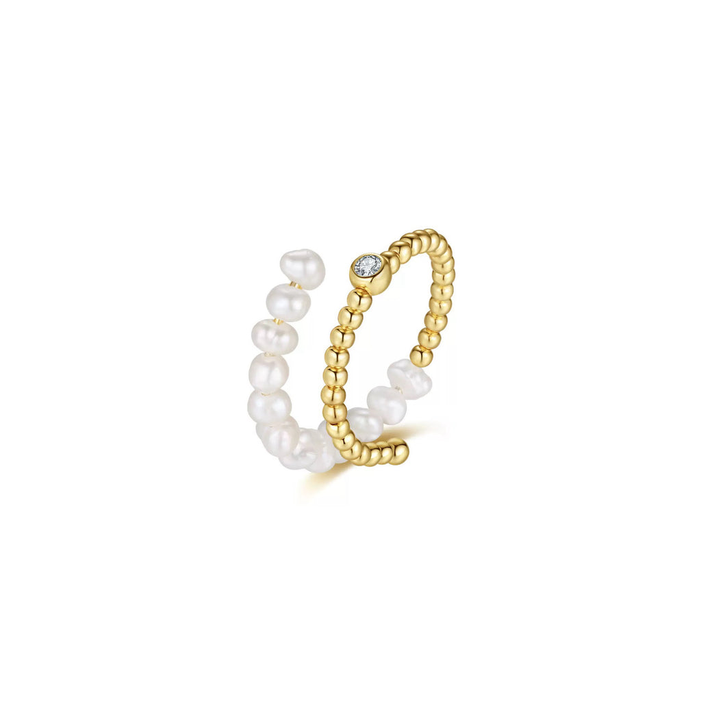 Golden Bloom – Baroque Pearl Open Ring