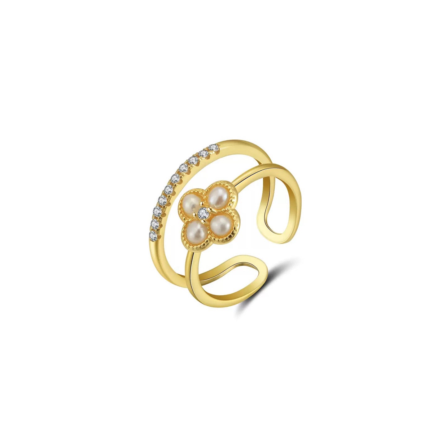 Pearl Bloom – Freshwater Pearl & CZ Sterling Silver Ring