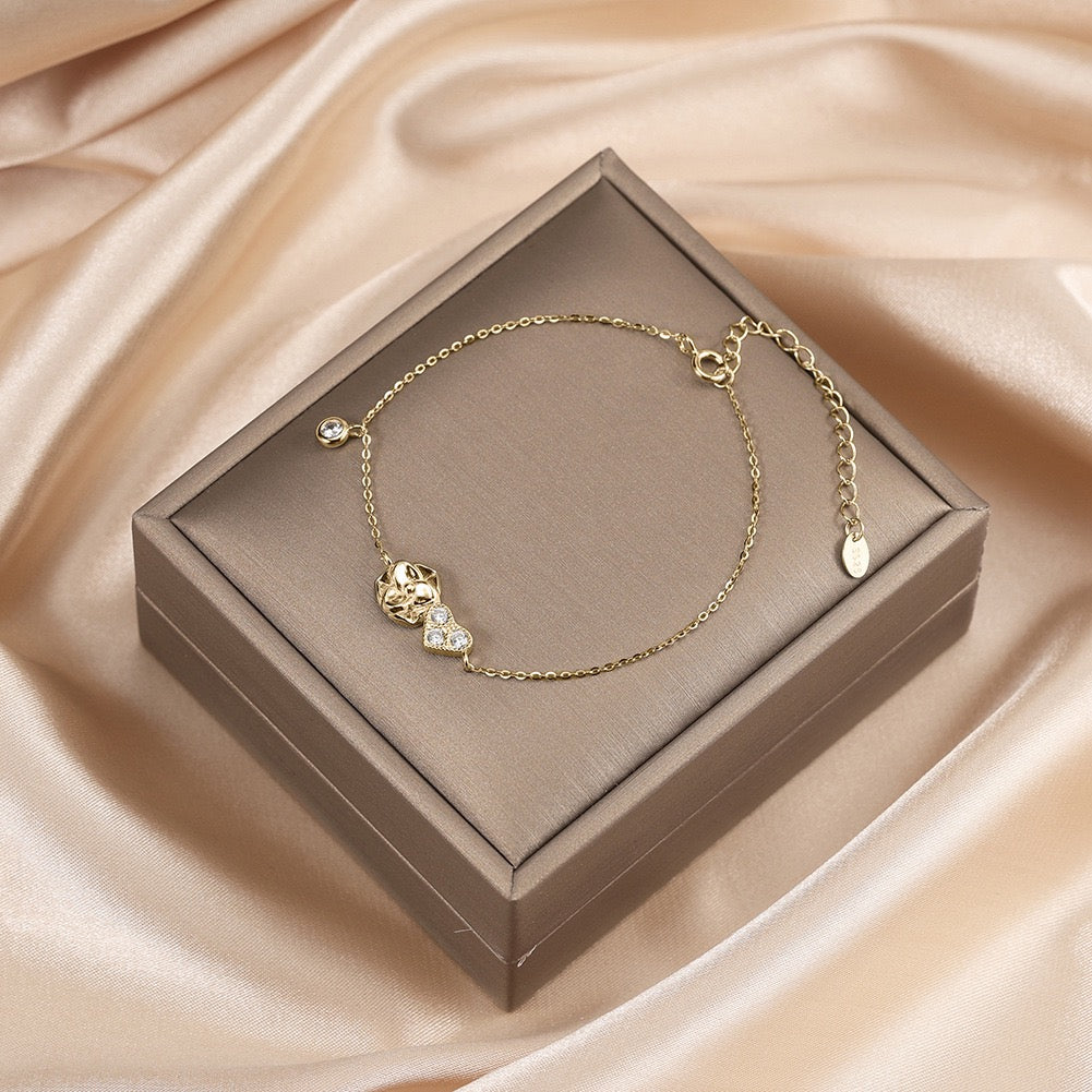 Petal Heart – Vermeil & CZ Bracelet
