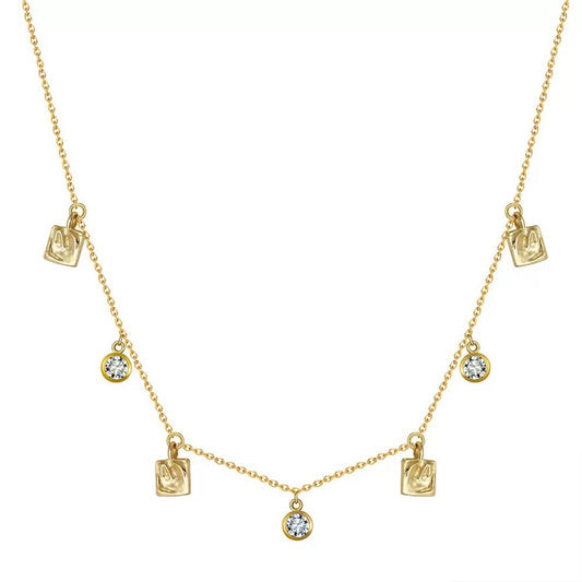 Sparkle Charms – Gold & Silver Cubic Zirconia Necklace