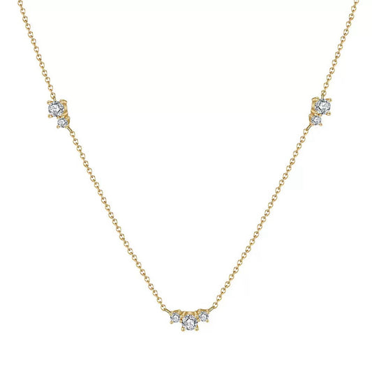 Twinkle Trio – Sterling Silver & Gold Vermeil Cubic Zirconia Necklace