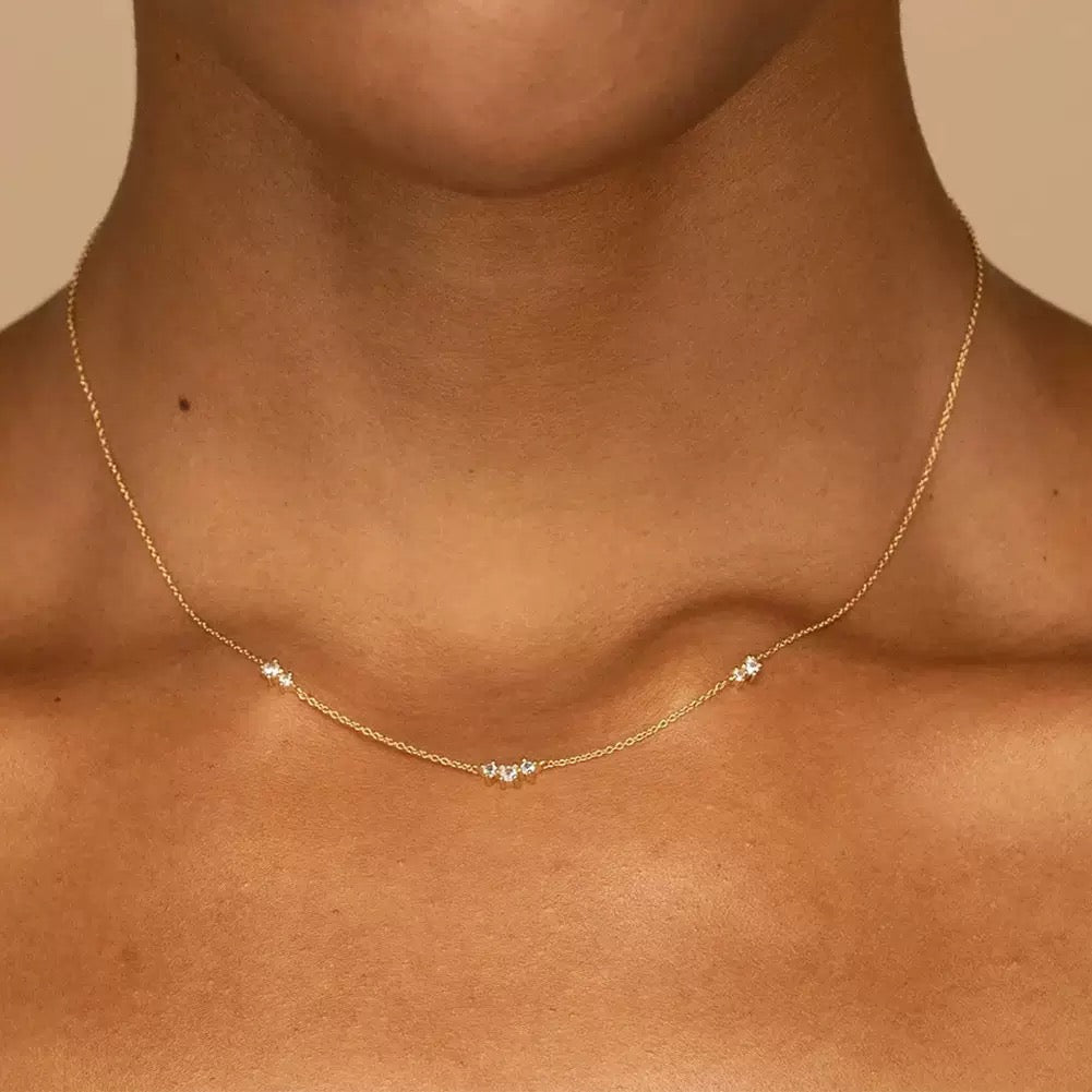 Twinkle Trio – Sterling Silver & Gold Vermeil Cubic Zirconia Necklace