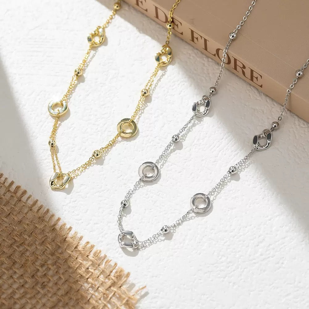 Orbit Beads – Sterling Silver & Gold Vermeil Circle Necklace