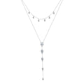 Layered Y Necklace – Sterling Silver & Gold Vermeil Cubic Zirconia Drop Necklace