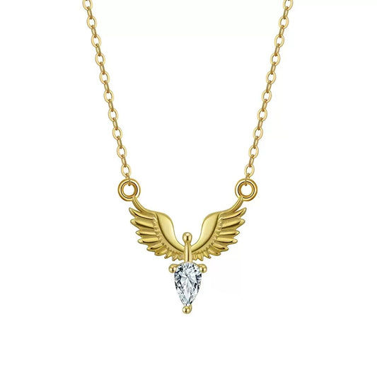 Angel Wings Necklace – Sterling Silver & Gold Vermeil Cubic Zirconia Pendant