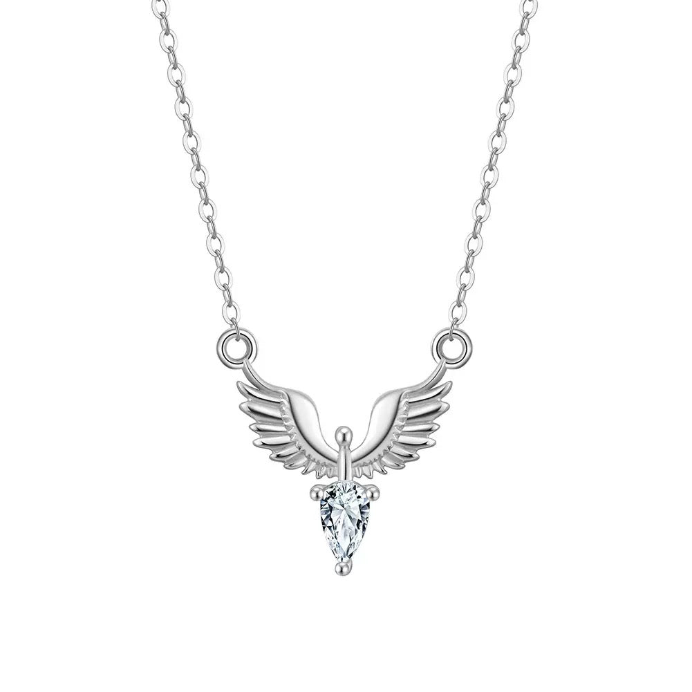 Angel Wings Necklace – Sterling Silver & Gold Vermeil Cubic Zirconia Pendant