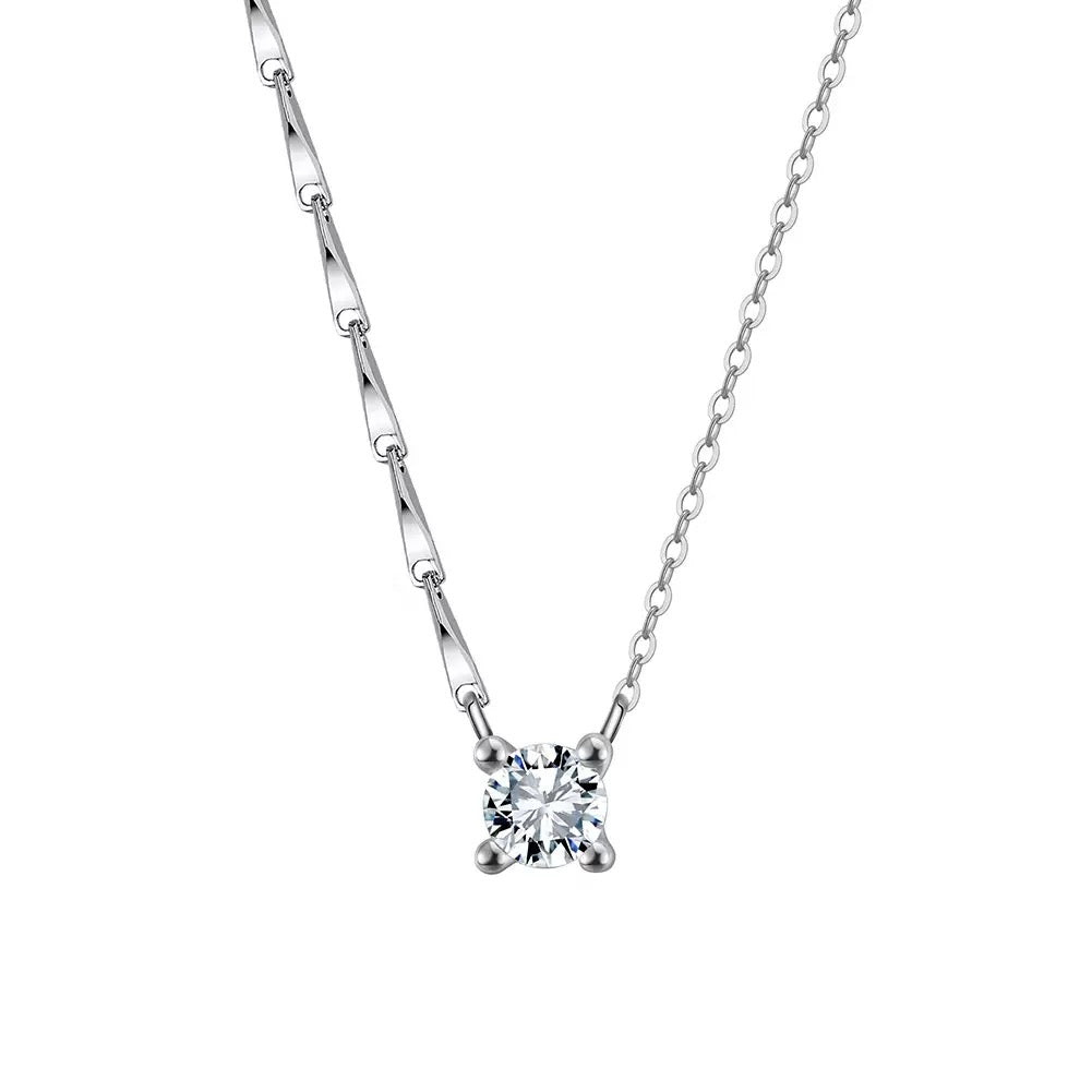 Solitaire Pendant Necklace – Sterling Silver & Gold Vermeil Cubic Zirconia Necklace