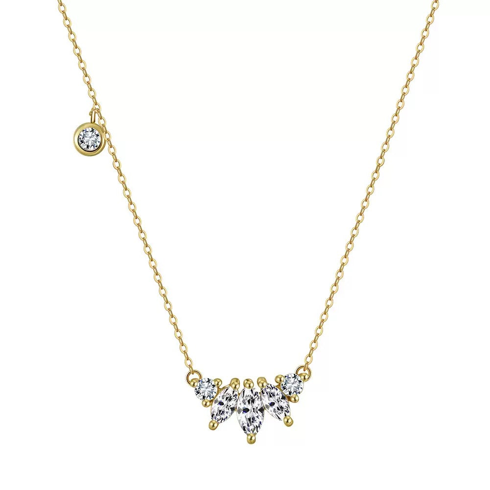 Cluster CZ Necklace – Sterling Silver & Gold Vermeil Cubic Zirconia Pendant