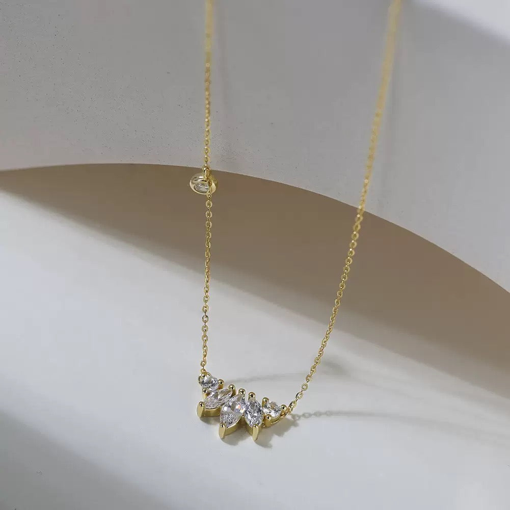 Cluster CZ Necklace – Sterling Silver & Gold Vermeil Cubic Zirconia Pendant