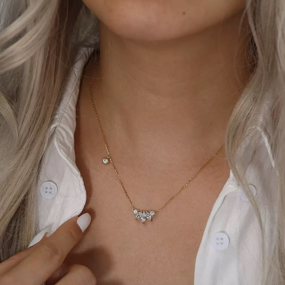Cluster CZ Necklace – Sterling Silver & Gold Vermeil Cubic Zirconia Pendant