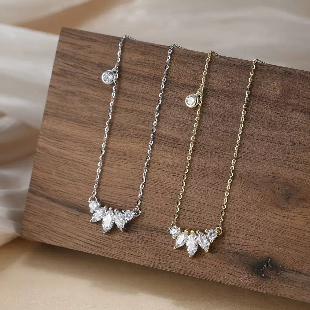 Cluster CZ Necklace – Sterling Silver & Gold Vermeil Cubic Zirconia Pendant