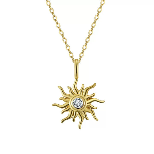 Sun Pendant Necklace – Sterling Silver & Gold Vermeil Cubic Zirconia Necklace