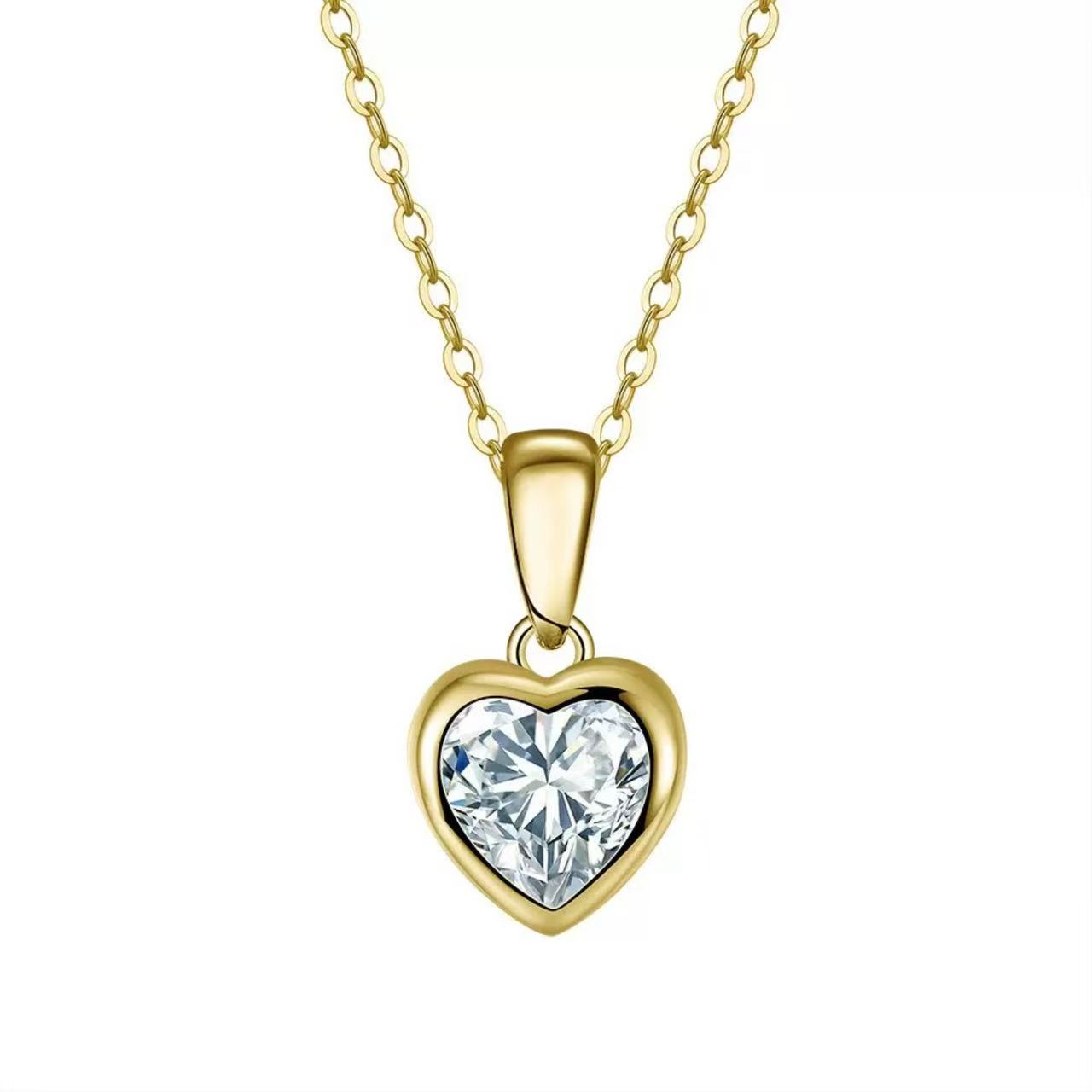 Heart Pendant Necklace – Sterling Silver & Gold Vermeil Cubic Zirconia Necklace