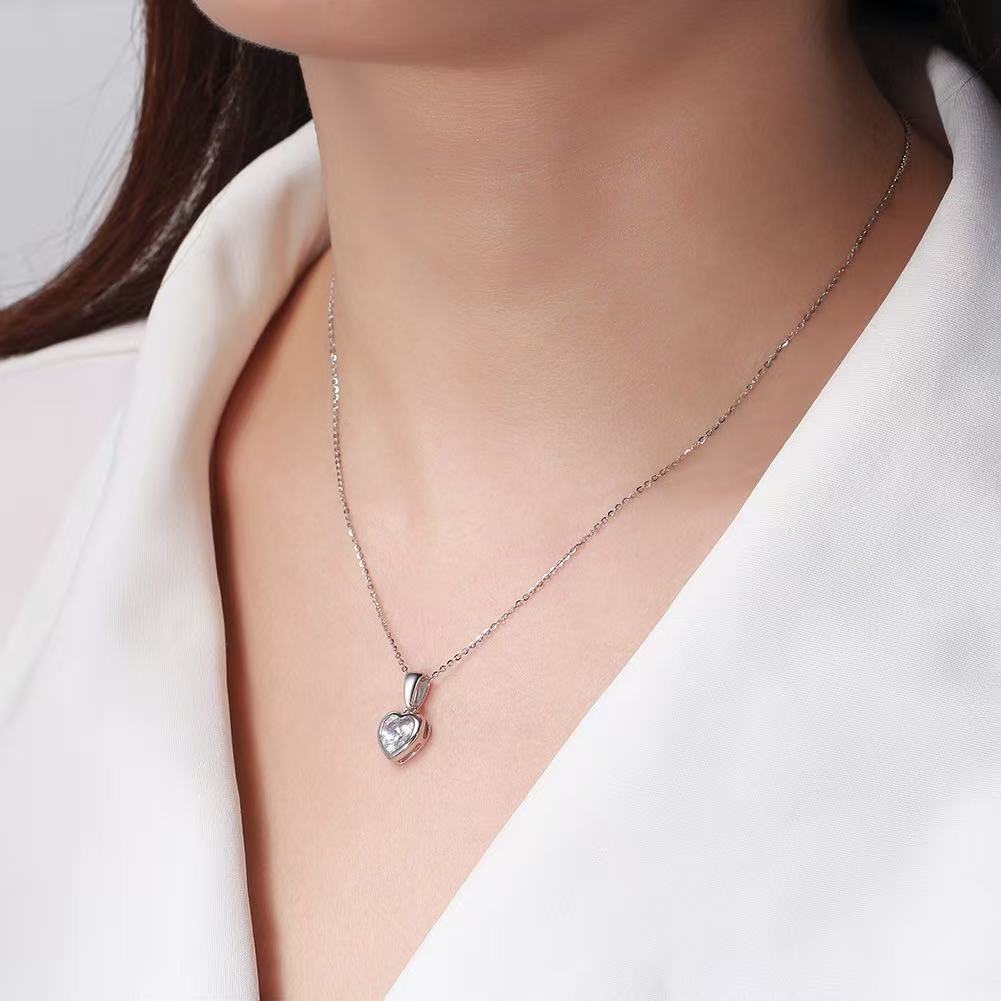 Heart Pendant Necklace – Sterling Silver & Gold Vermeil Cubic Zirconia Necklace