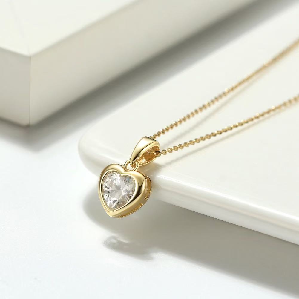 Heart Pendant Necklace – Sterling Silver & Gold Vermeil Cubic Zirconia Necklace