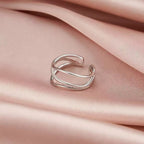Orbit Lines Curve Adjustable Ring Multi-Stone Rings