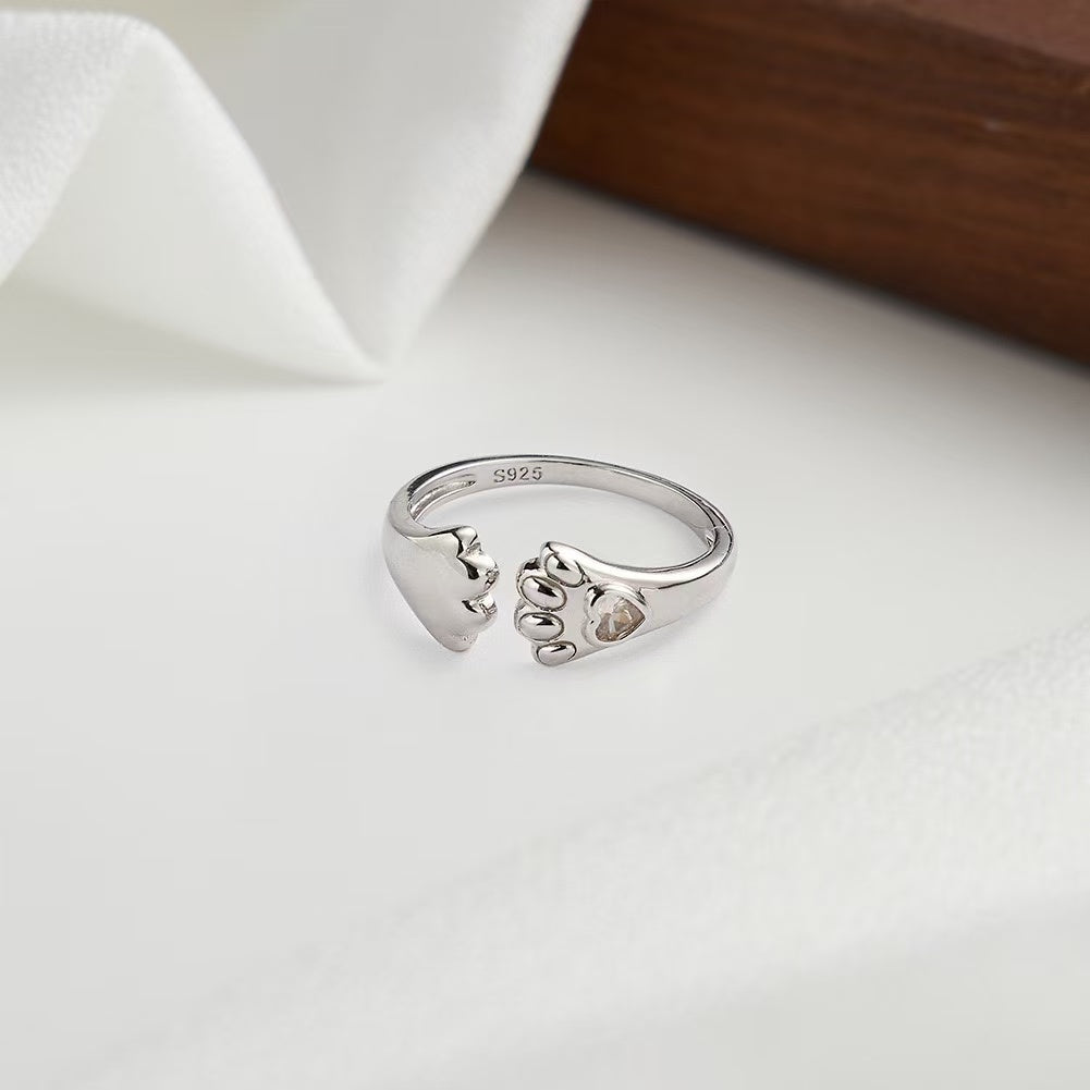 Paw Charm – Gold Vermeil & CZ Adjustable Ring