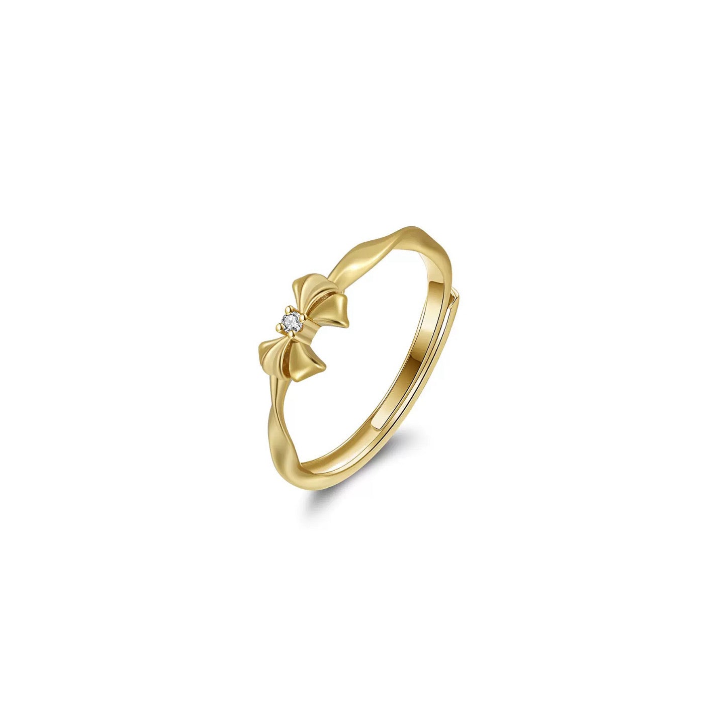 Bow Charm – Vermeil & CZ Adjustable Ring