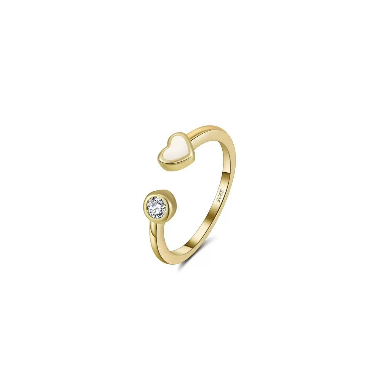 Heart Duo – Vermeil & CZ Adjustable Ring