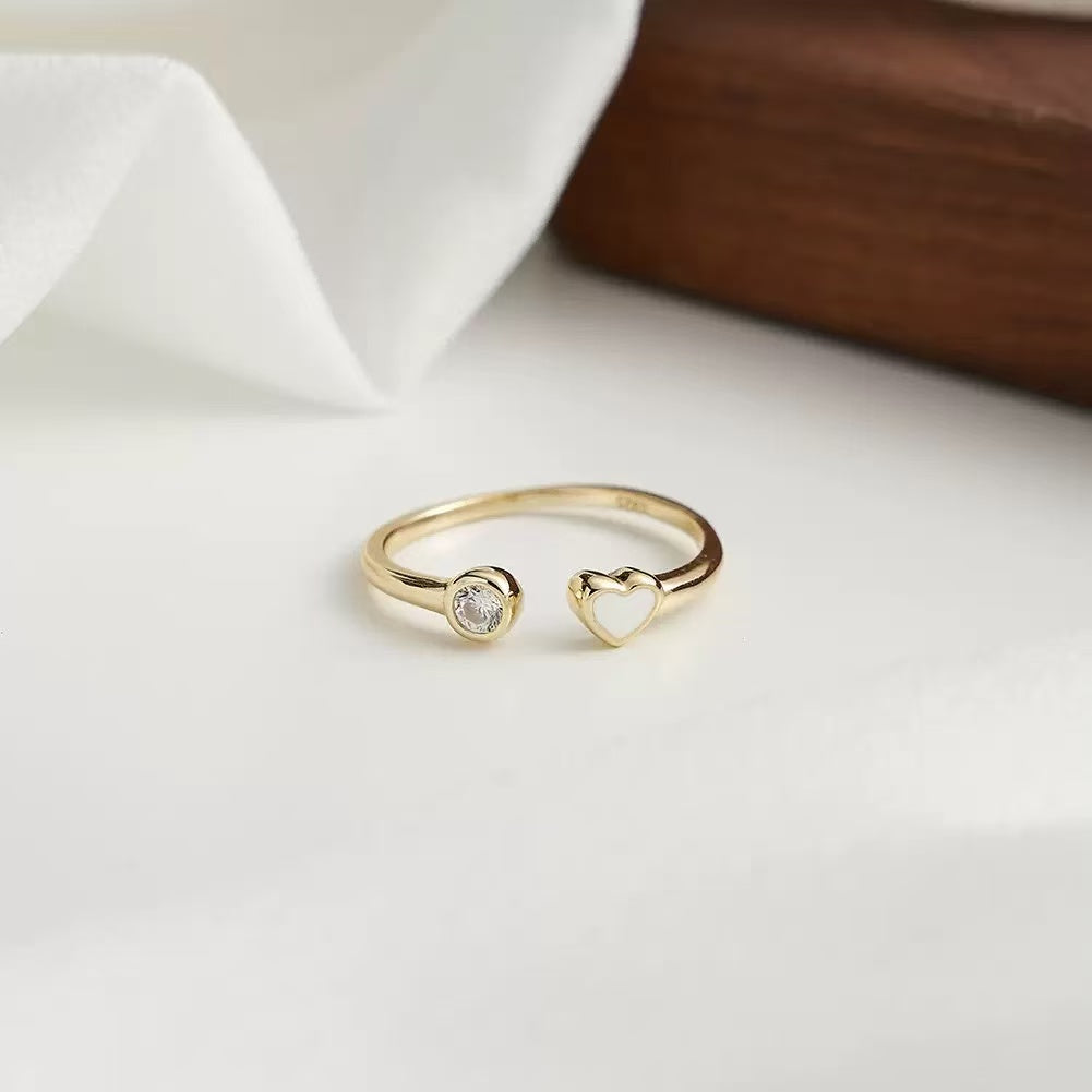 Heart Duo – Vermeil & CZ Adjustable Ring