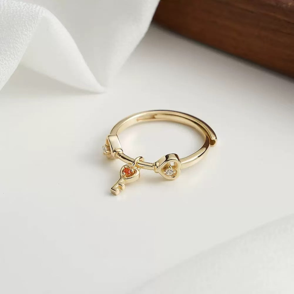 Key to Heart – Vermeil & CZ Adjustable Ring