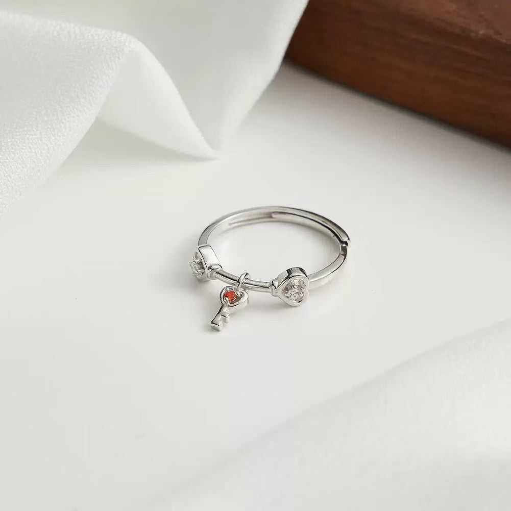 Key to Heart – Vermeil & CZ Adjustable Ring