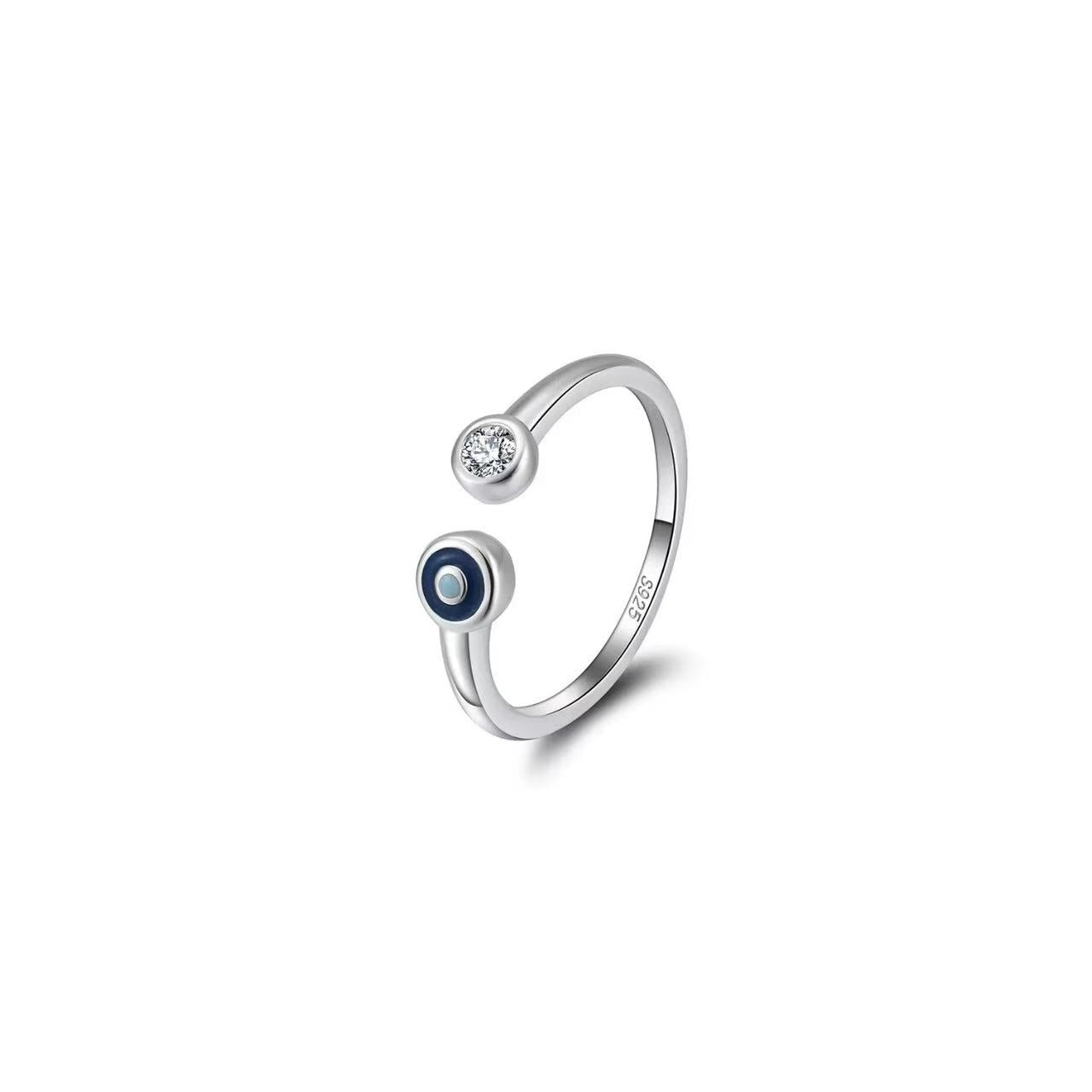 Evil Eye Adjustable Ring — Vermeil & Cubic Zirconia Duo Design