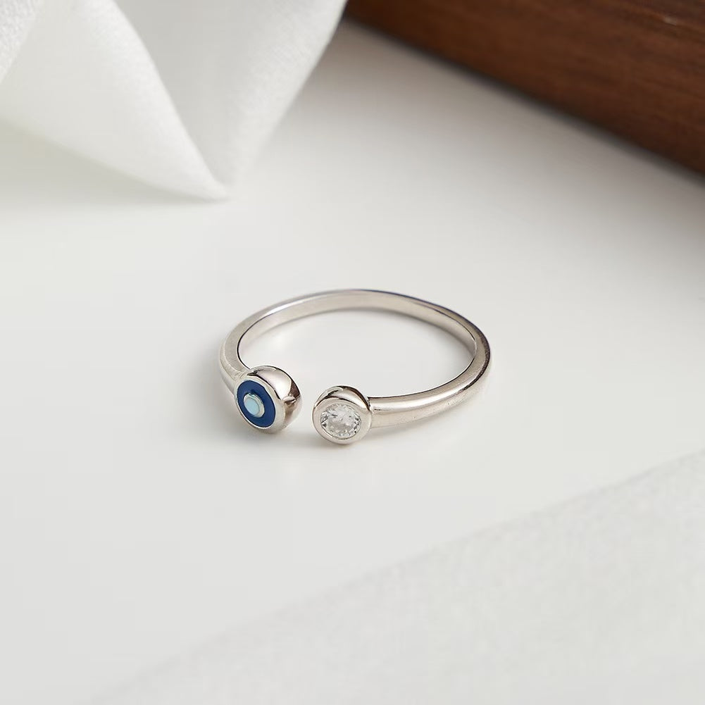 Evil Eye Adjustable Ring — Vermeil & Cubic Zirconia Duo Design